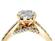 Solitaire Engagement Ring Setting for Cushion Cut Center with Crossover Accents and Prong Head in Yellow Gold