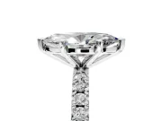 Solitaire Engagement Ring Setting for Marquise Center with Fine Pave Band and Claw Prong Head in Sterling Silver