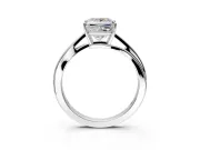 Solitaire Engagement Ring Setting for Princess Cut Center with Plain Bypass Twist Band and Prong Head in Platinum