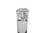 3 Stone Engagement Ring Setting for Cushion Cut Center with Raised Basket Heads and Prong Head in Sterling Silver