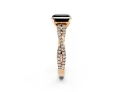 Solitaire Engagement Ring Setting for Fancy Black Asscher Cut Center with Twisted Pave Split Shank and Prong Head in Rose Gold