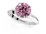 Solitaire Engagement Ring Setting for Fancy Pink Round Cut Center with Wide Knife Ridge Band and Prong Head in Platinum