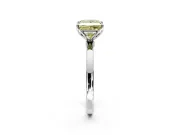 Solitaire Engagement Ring Setting for Fancy Yellow Princess Cut Center with Thin Rounded Plain Band and Prong Head in Platinum