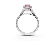 Solitaire Engagement Ring Setting for Fancy Pink Cushion Cut Center with Accented Split Shank and Prong Head in Sterling Silver
