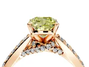 Solitaire Engagement Ring Setting for Fancy Yellow Cushion Cut Center with Crossover Accents and Prong Head in Rose Gold