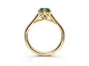 Solitaire Engagement Ring Setting for Fancy Green Cushion Cut Center with Cathedral Band and Prong Head in Yellow Gold