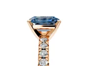 Solitaire Engagement Ring Setting for Fancy Blue Emerald Cut Center with Large Accents and Prong Head in Rose Gold