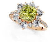 Floral Halo Engagement Ring Setting for Fancy Yellow Cushion Cut Center with Pave Accents and Prong Head in Rose Gold