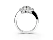 Halo Engagement Ring Setting for Round Cut Center with Milgrain Channel Band and Prong Head in Sterling Silver