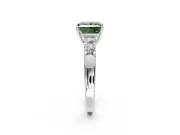 5 Stone Engagement Ring Setting for Fancy Green Princess Cut Center with Plain Band and Prong Head in White Gold