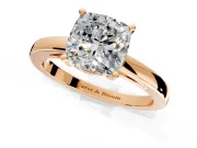 Solitaire Engagement Ring Setting for Cushion Cut Center with Basket Rail and Prong Head in Rose Gold