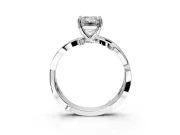 Solitaire Engagement Ring Setting for Emerald Cut Center with Pave and Plain Crossover Band and Prong Head in Sterling Silver