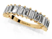 Baguette Lab-Grown Diamond Half Eternity Wedding Band with Shared-Prong Setting in Yellow Gold