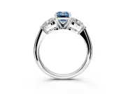 3 Stone Engagement Ring Setting for Fancy Blue Emerald Cut Center with Large Pear-Shaped Accents and Prong Head in Sterling Silver