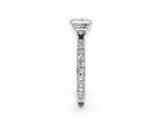Solitaire Engagement Ring Setting for Princess Cut Center with Milgrain-Edged Pave Band and Prong Head in Platinum