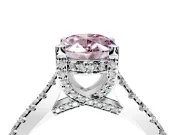 Solitaire Engagement Ring Setting for Fancy Pink Oval Center with Widening Pave Band and Claw Prong Head in Sterling Silver