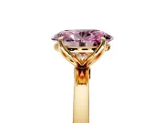 Solitaire Engagement Ring Setting for Fancy Pink Oval Center with Thin Rounded Plain Band and Prong Head in Yellow Gold