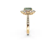 Floral Halo Engagement Ring Setting for Fancy Green Radiant Cut Center with Pave Accents and Prong Head in Yellow Gold