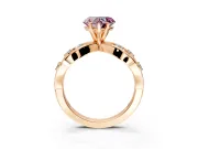 Solitaire Engagement Ring Setting for Fancy Pink Heart-Shaped Center with Criss-Cross Accent Band and Prong Head in Rose Gold