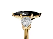 3 Stone Engagement Ring Setting for Fancy Black Marquise Center with Large Pear-Shaped Accents and Prong Head in Yellow Gold