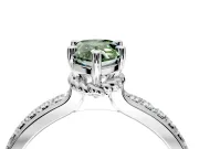 Solitaire Engagement Ring Setting for Fancy Green Pear-Shaped Center with Raised Channel Band and Prong Head in Sterling Silver