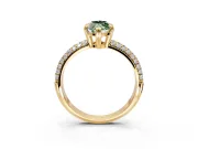 Solitaire Engagement Ring Setting for Fancy Green Marquise Center with Multi-Row Pave Accents and Basket Head in Yellow Gold