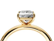 Low-Set Solitaire Engagement Ring Setting for Princess Cut Center with Thin Plain Band and Prong Head in Yellow Gold