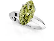 Solitaire Engagement Ring Setting for Fancy Yellow Marquise Center with Wide Knife Ridge Band and Prong Head in White Gold