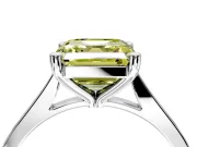 Solitaire Engagement Ring Setting for Fancy Yellow Asscher Cut Center with Tapered Shoulders and Prong Head in Sterling Silver