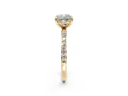 Solitaire Engagement Ring Setting for Cushion Cut Center with Pave Accents and Prong Head in Yellow Gold