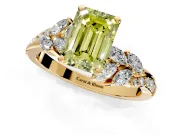 Solitaire Engagement Ring Setting for Fancy Yellow Emerald Cut Center with Marquise Accent Twist Band and Prong Head in Yellow Gold