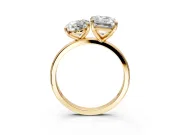 Oval and Emerald Cut Lab-Grown Diamond Toi et Moi Engagement Ring with Prong-Set Stones in Yellow Gold