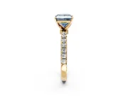 Open Basket Engagement Ring Setting for Fancy Blue Princess Cut Center with Pave Band and Prong Head in Yellow Gold