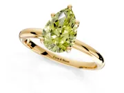 Hidden Halo Engagement Ring Setting for Fancy Yellow Pear-Shaped Center with Thin Round-Wire Band and Prong Head in Yellow Gold