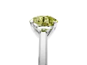 Solitaire Engagement Ring Setting for Fancy Yellow Round Cut Center with Flat-Sided Plain Band and Prong Head in Platinum
