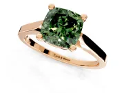 Solitaire Engagement Ring Setting for Fancy Green Cushion Cut Center with Tapered Shoulders and Prong Head in Rose Gold