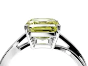 Solitaire Engagement Ring Setting for Fancy Yellow Asscher Cut Center with Plain Bypass Twist Band and Prong Head in Platinum
