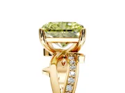 Solitaire Engagement Ring Setting for Fancy Yellow Radiant Cut Center with Pave and Plain Crossover Band and Prong Head in Yellow Gold