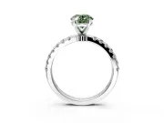 Open Basket Engagement Ring Setting for Fancy Green Oval Center with Pave Band and Prong Head in Platinum