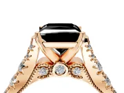 Solitaire Engagement Ring Setting for Fancy Black Princess Cut Center with Pave Cathedral Shoulders and Prong Head in Rose Gold