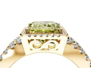 Halo Engagement Ring Setting for Fancy Yellow Princess Cut Center with Wide-Open Pave Split Shank and Prong Head in Yellow Gold