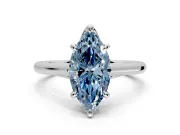 Solitaire Engagement Ring Setting for Fancy Blue Marquise Center with Cathedral Band and Prong Head in Sterling Silver