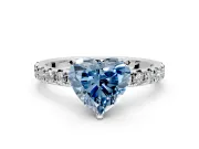 Solitaire Engagement Ring Setting for Fancy Blue Heart-Shaped Center with Large Accents and Prong Head in Platinum