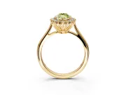 Starburst Halo Engagement Ring Setting for Fancy Yellow Marquise Center with Thin Round-Wire Band and Prong Head in Yellow Gold