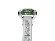 Solitaire Engagement Ring Setting for Fancy Green Princess Cut Center with Channel Band and Double Claw Prong Head in White Gold