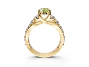 Solitaire Engagement Ring Setting for Fancy Yellow Oval Center with Graduated Shared Prongs and Prong Head in Yellow Gold