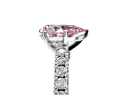 Solitaire Engagement Ring Setting for Fancy Pink Pear-Shaped Center with Single Row Accent Band and Prong Head in White Gold