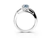3 Stone Engagement Ring Setting for Fancy Blue Oval Center with Tapered Baguettes, Plain Band and Prong Head in Platinum