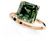 Minimalist Solitaire Engagement Ring Setting for Fancy Green Asscher Cut Center with Thin Band and Prong Head in Rose Gold