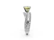 Solitaire Engagement Ring Setting for Fancy Yellow Princess Cut Center with Woven 3-Strand Pave Band and Prong Head in Platinum